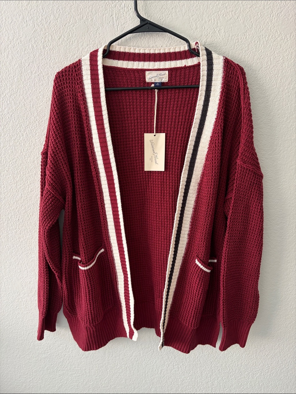 NWT Universal Thread Burgundy Open-Front Cardigan w/ Pockets Size Medium